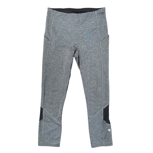 Lululemon Pace Rival Crop 22" Athletic Legging Gray Black Size 4 - Picture 1 of 7